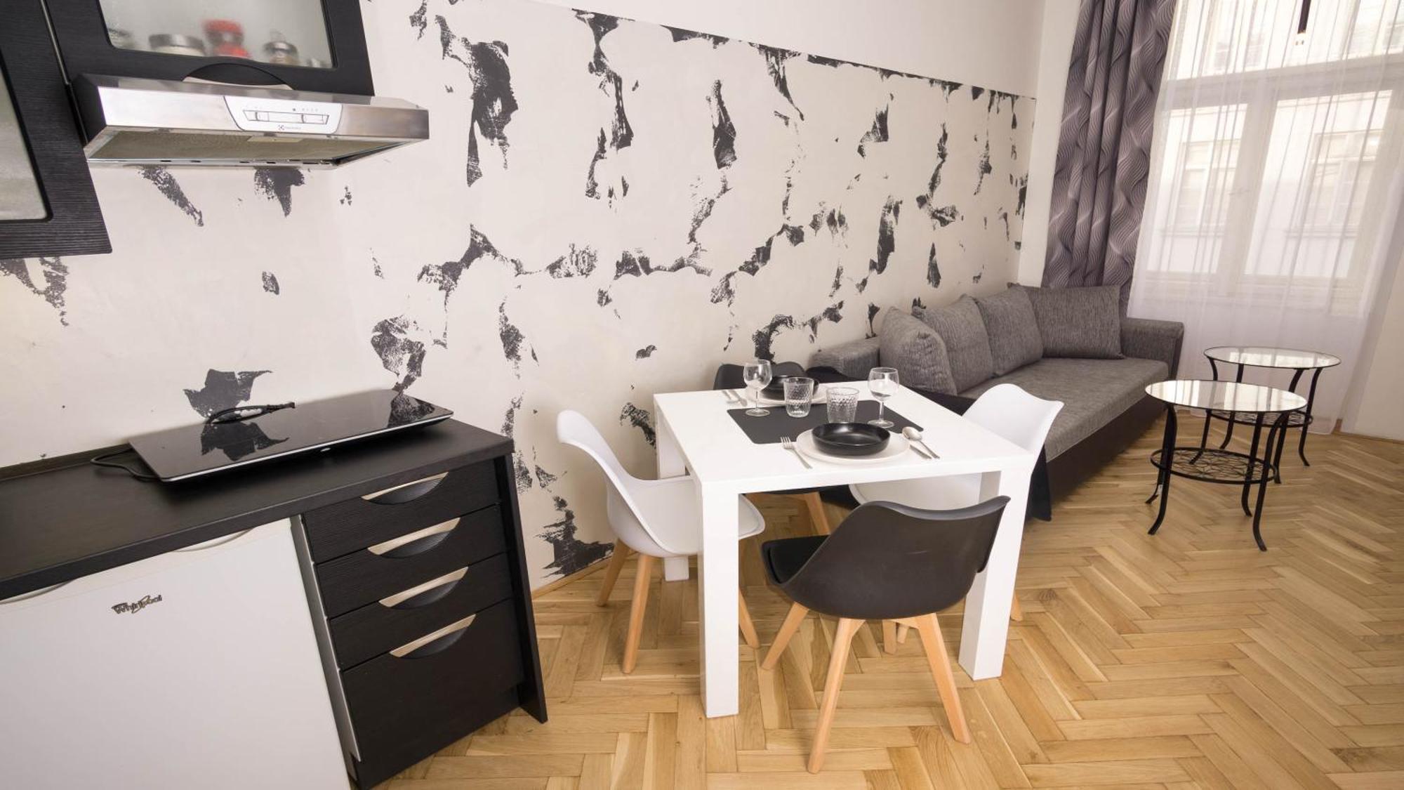 Black & White Apartment Prague By Wenceslas Square And Muzeum Bilik gambar